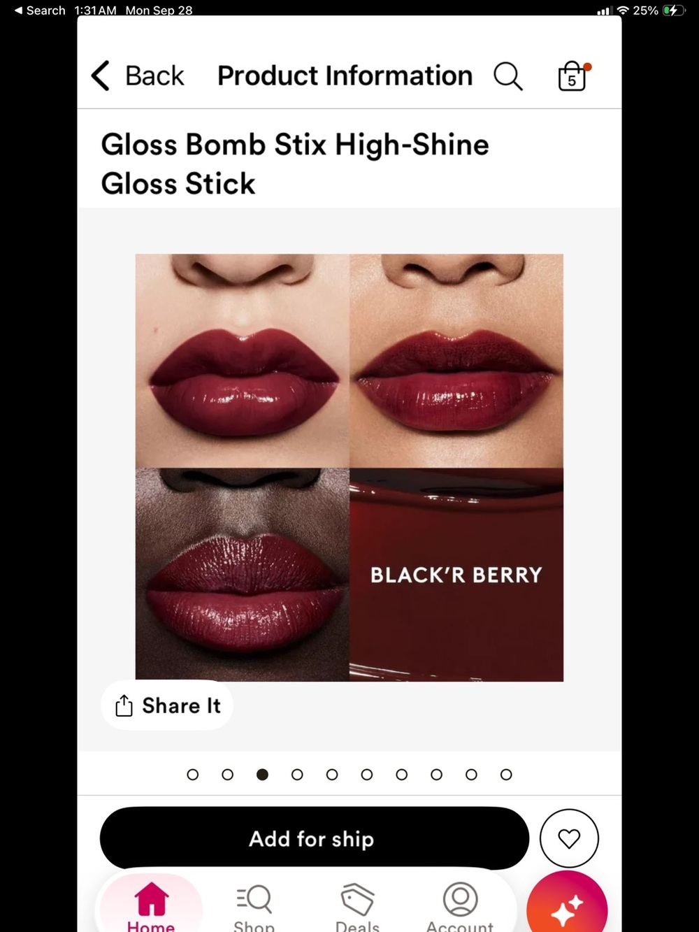 Fenty Gloss Bomb Stix High-Shine Gloss Stick — Black'r Berry (Deep Berry)